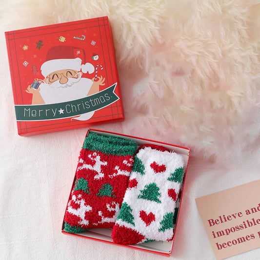 CHRISTMAS SOCKS GIFT BOX WARM MID-TUBE SOCKS