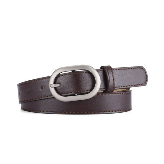 WOMEN NEW SLIM FIT OVAL PU BELT_CWABE0352