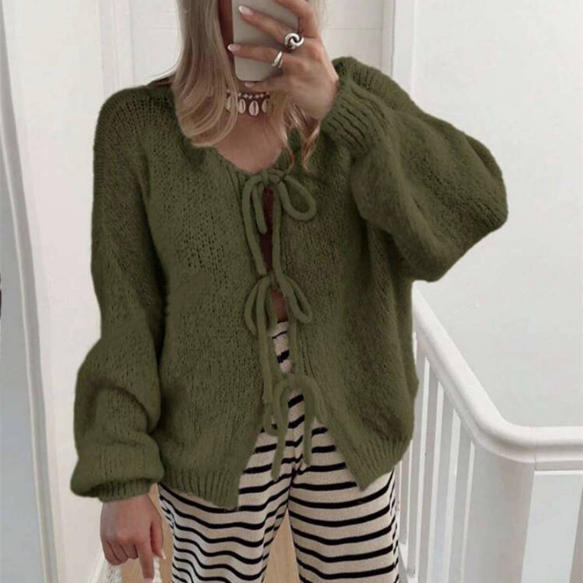 Women's Tie Front Knit Cardigan Sweater