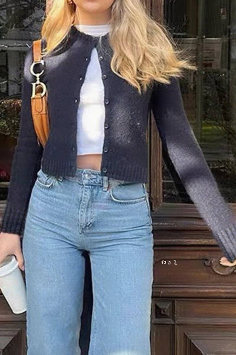 CWOCAL00751_CASUAL SIMPLE LONG SLEEVE KNIT CARDIGAN