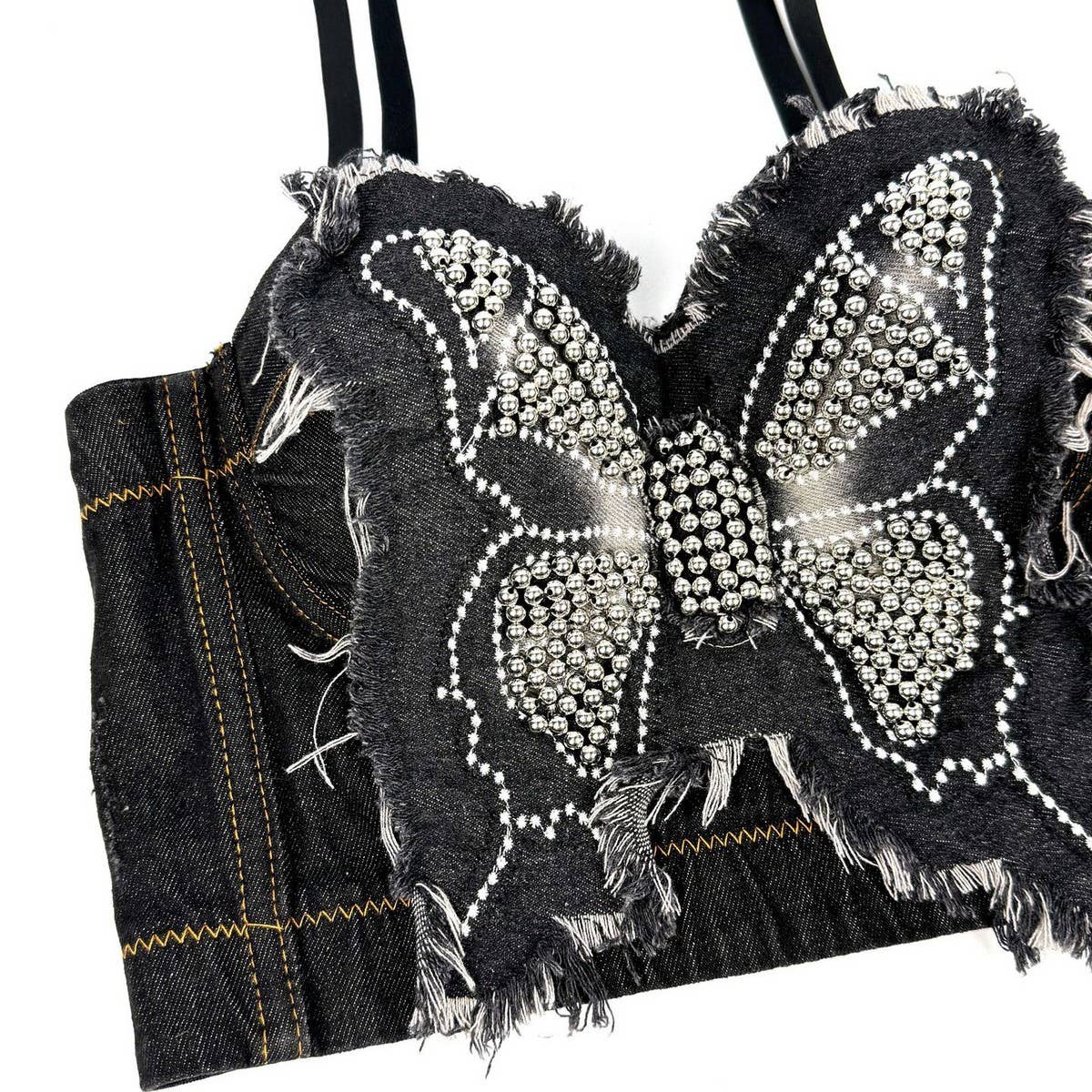 BUTTERFLY PANEL DENIM HERRINGBONE CORSET_CWMM4159