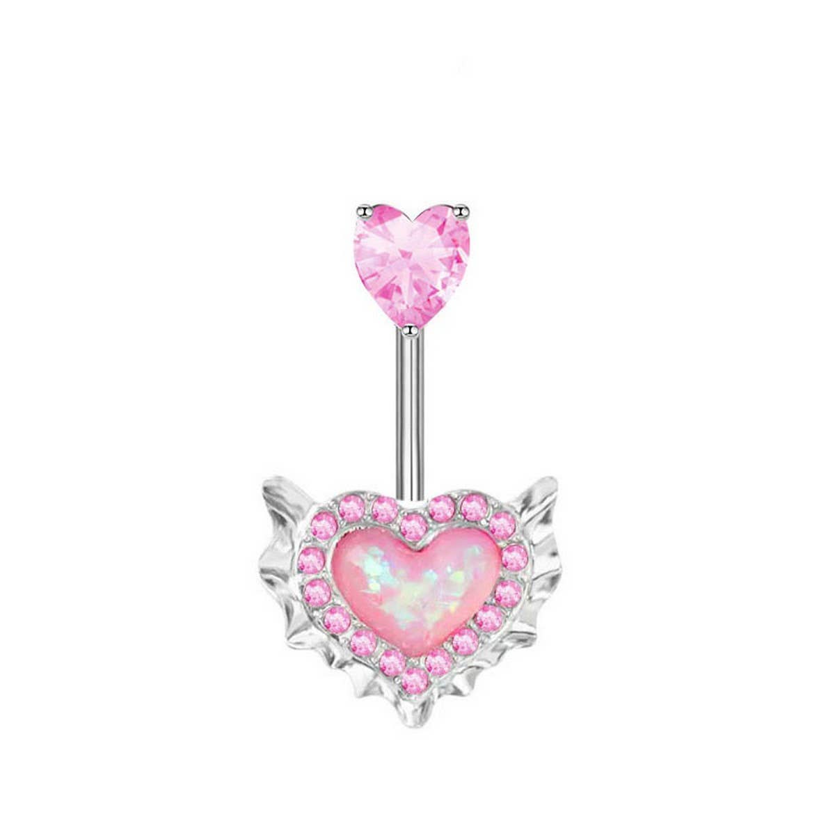 Heart Opal Zircon Belly Button Ring
