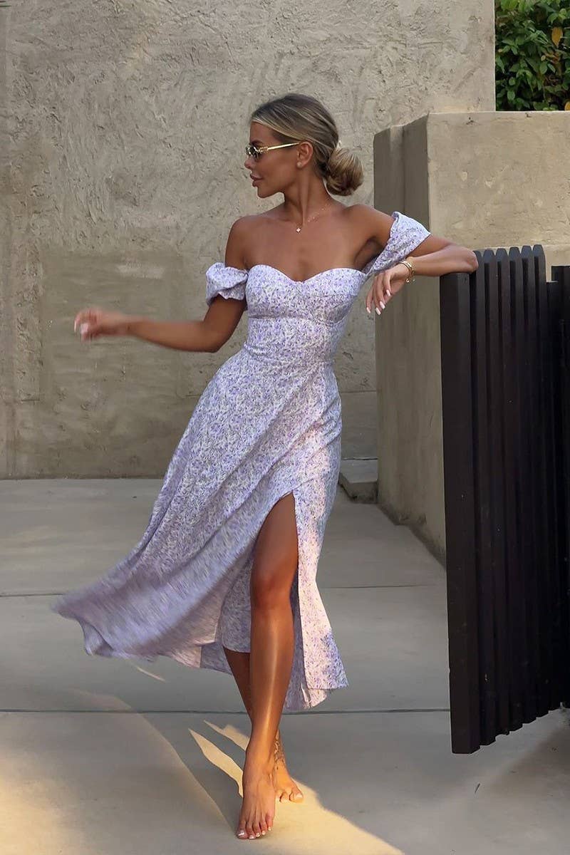 CWDMD5242_OFF-SHOULDER FLORAL SPLIT FIT MAXI DRESS