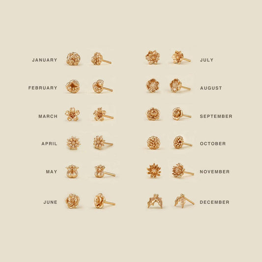 Vintage December Birth Flower Stud Earrings