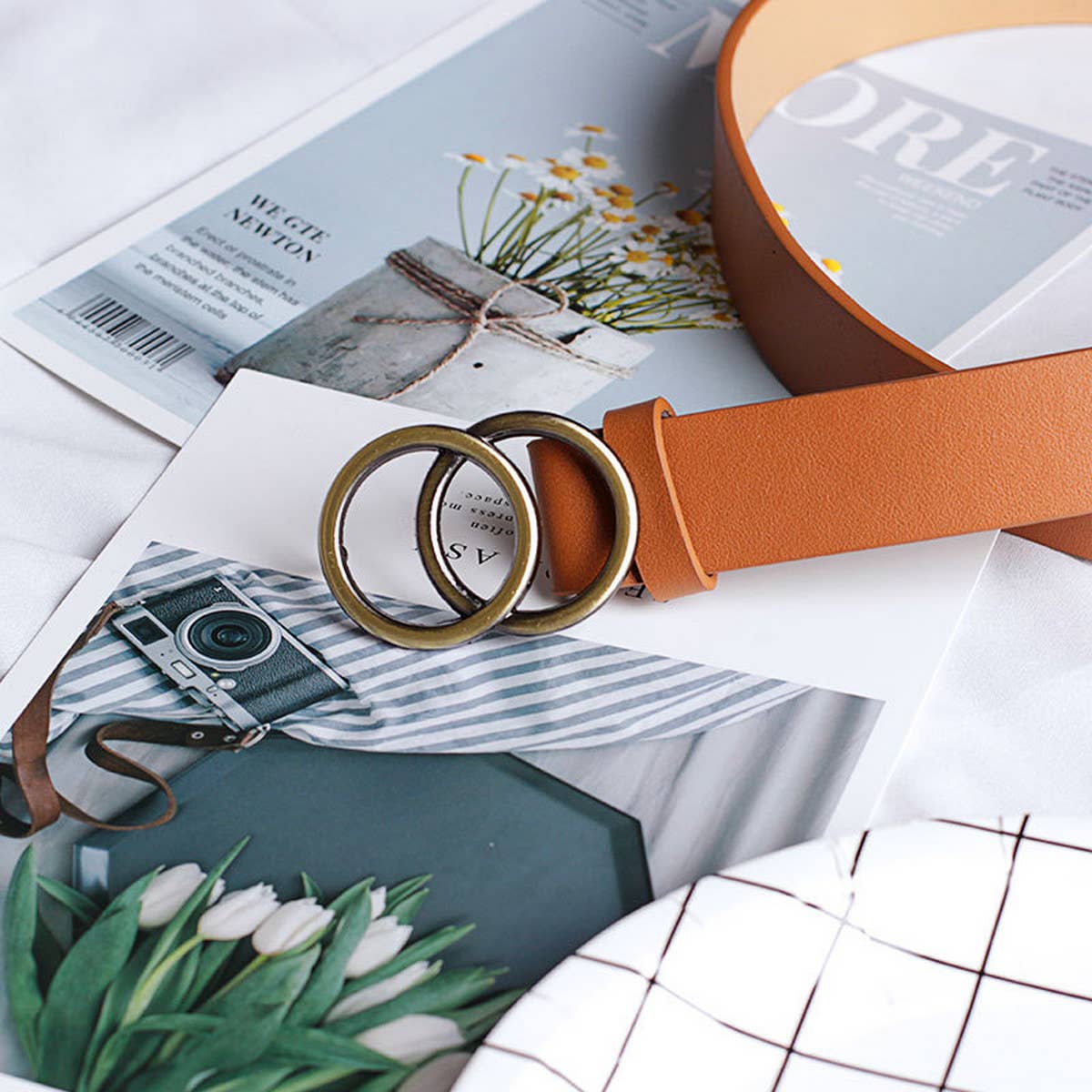 CWABE0884_SIMPLE WOMEN'S ROUND BUCKLE BELT