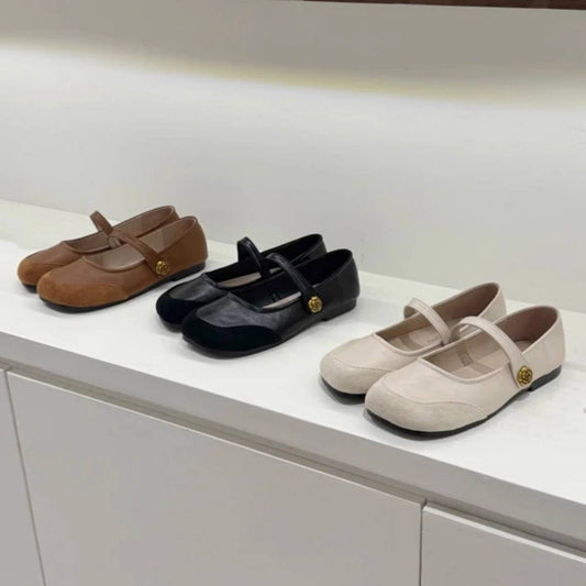 Floral Soft Sole Mango Toe Mary Jane Flats