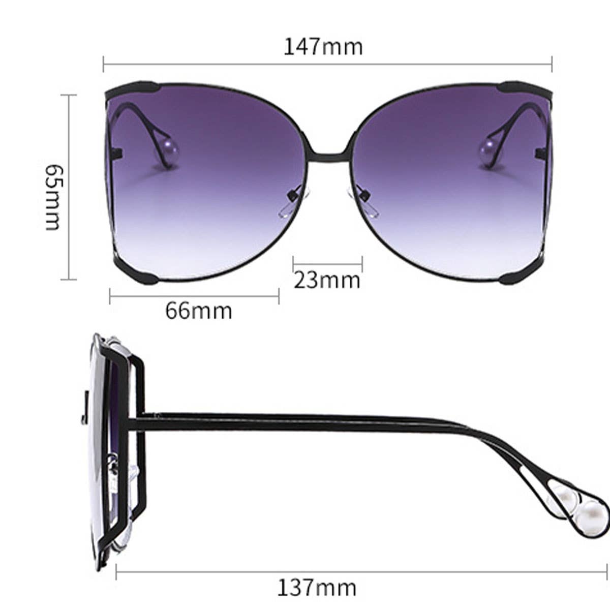 Runway Oversized Sunglasses with Gem Arms