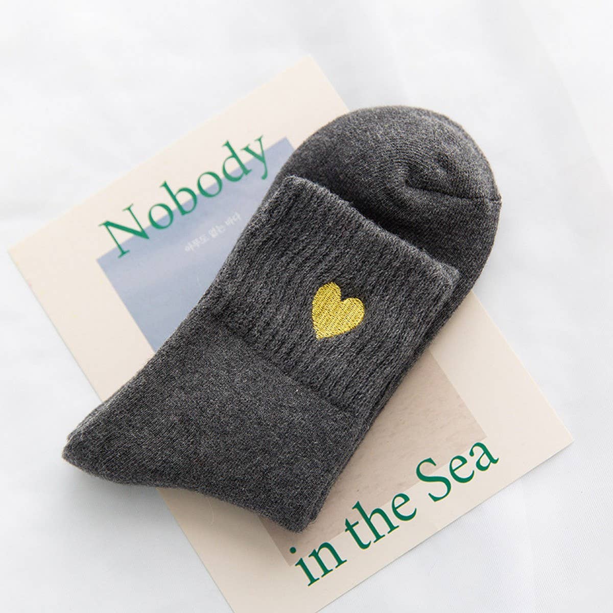 WINTER HEART EMBROIDERY WARM TERRY SOCKS