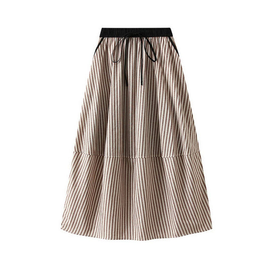 A-LINE MID-LENGTH STRIPED FLOWER BUD LANTERN SKIRT_CWBMS0298