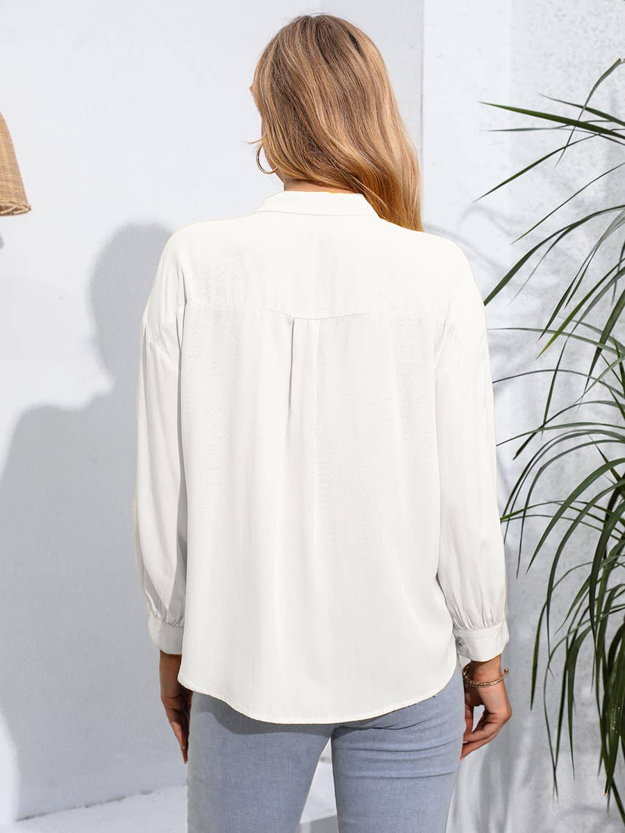 SOLID COLOR LONG SLEEVE SHIRT CARDIGAN TOP