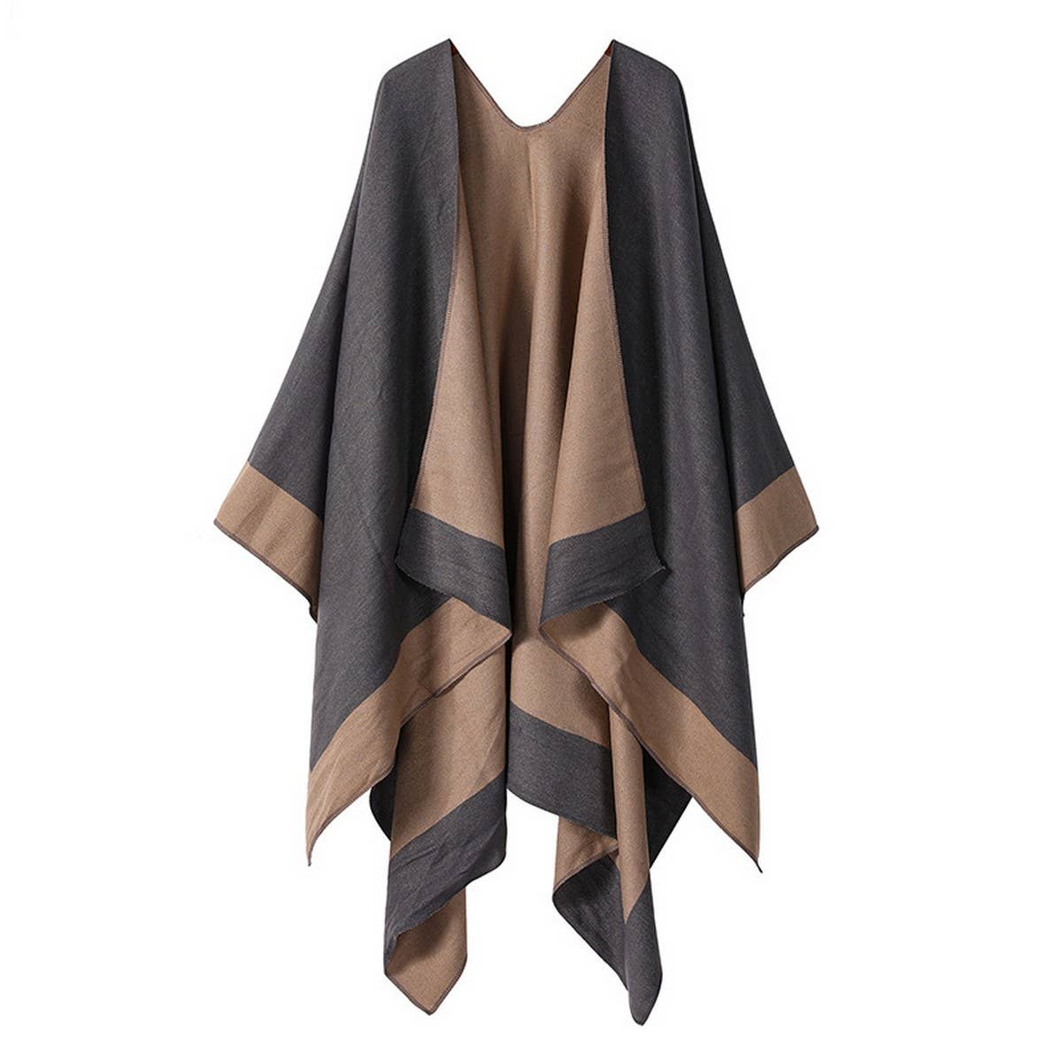 SOLID COLOR DOUBLE-SIDED CAPE SHAWL OUTER CAPE_CWASC2130