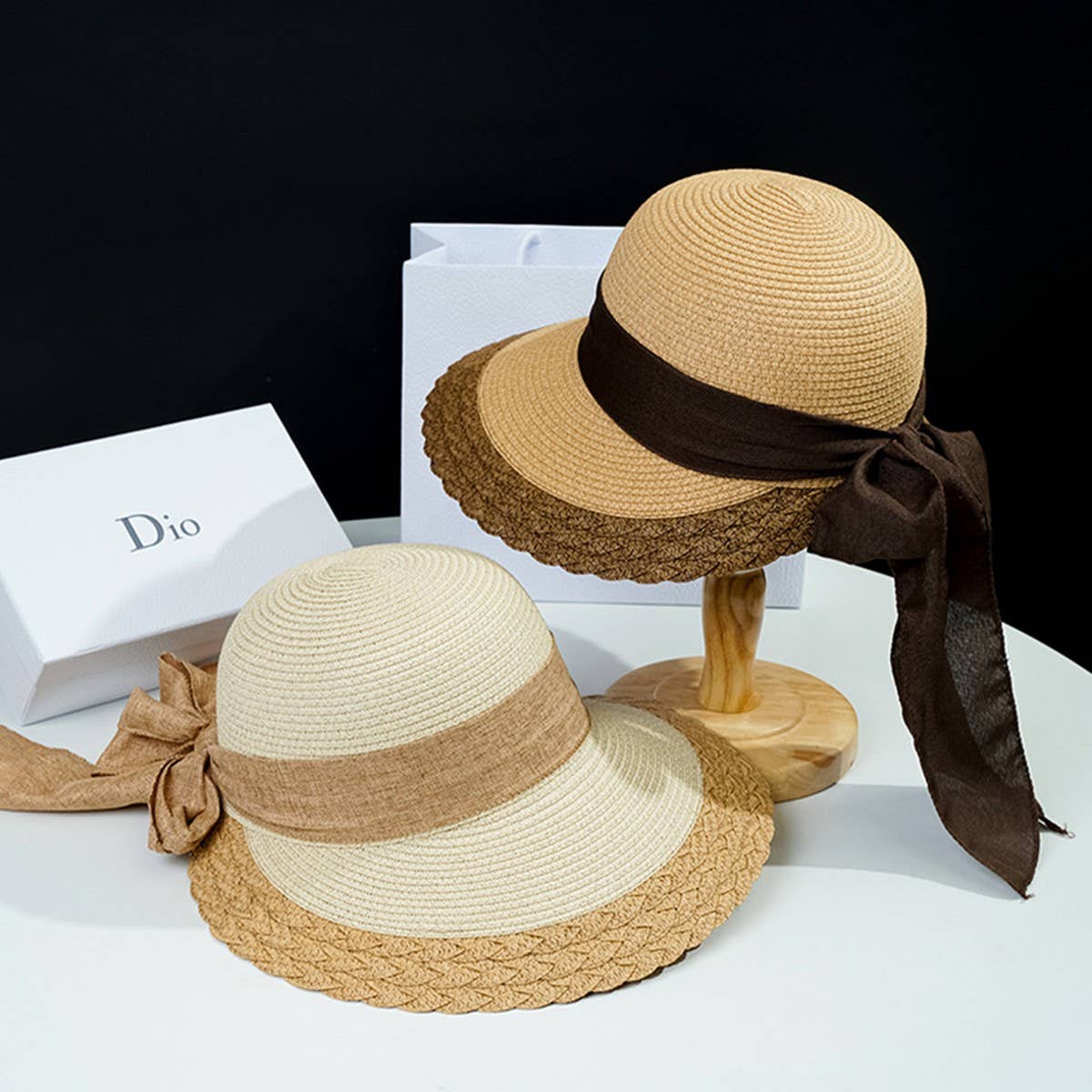 FRENCH STYLE BOW LAFITE GRASS EDGE HATS STRAW_CWAH1169