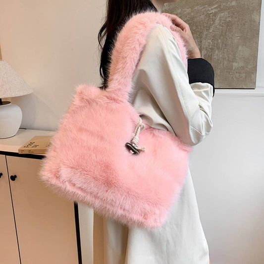 WINTER FASHION SHOULDER BAG UNDERARM PLUSH BAG_CWAB4017