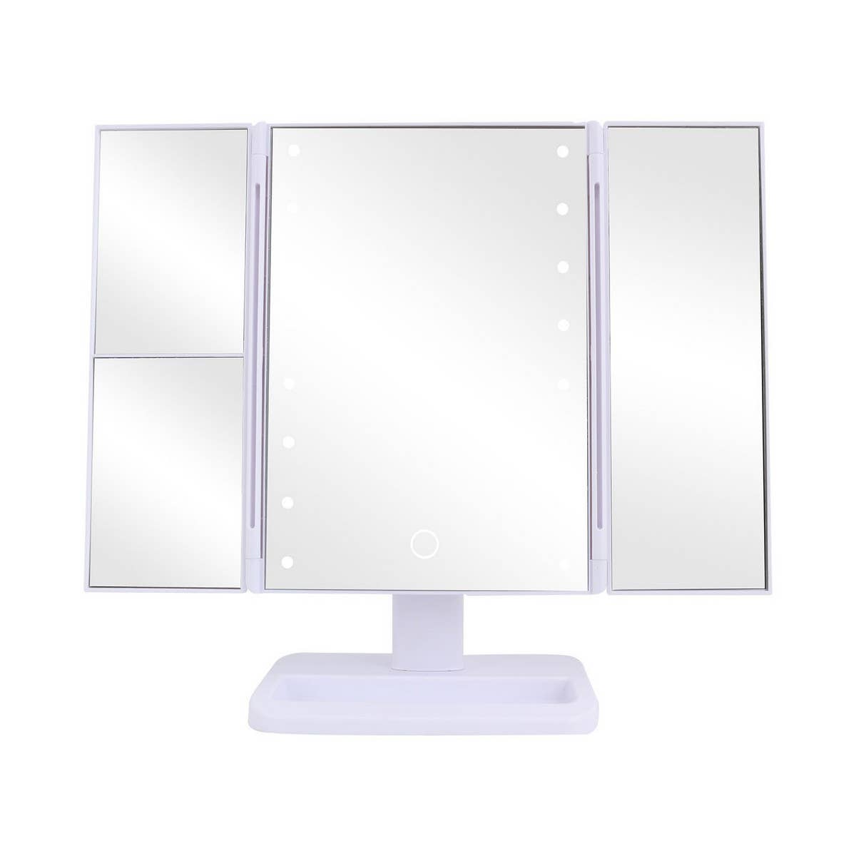 TRIPLE FOLDING LED MAKEUP MIRROR SHELL MIRROR