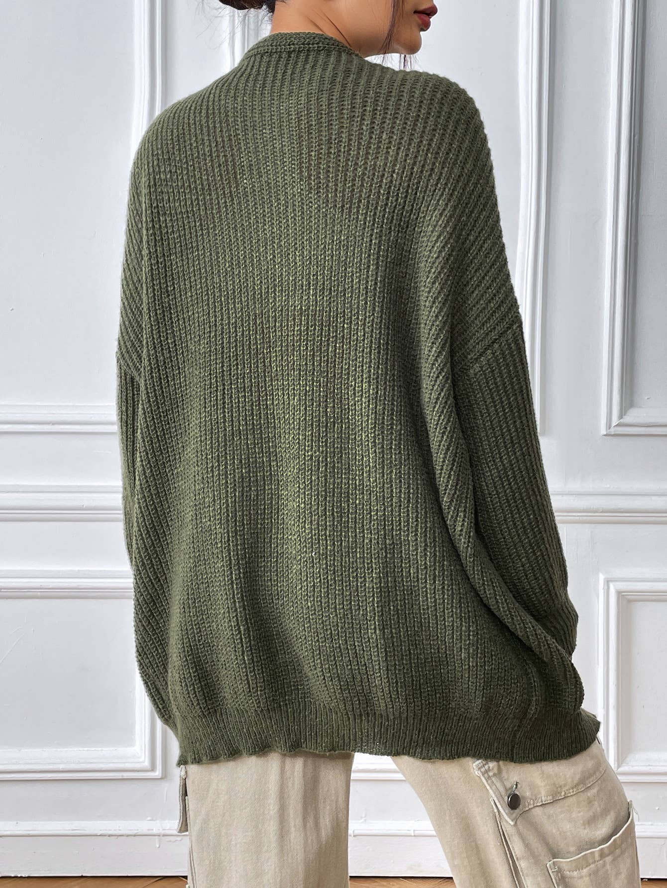 SIMPLE CASUAL CARDIGAN SOLID COLOR SWEATER COAT