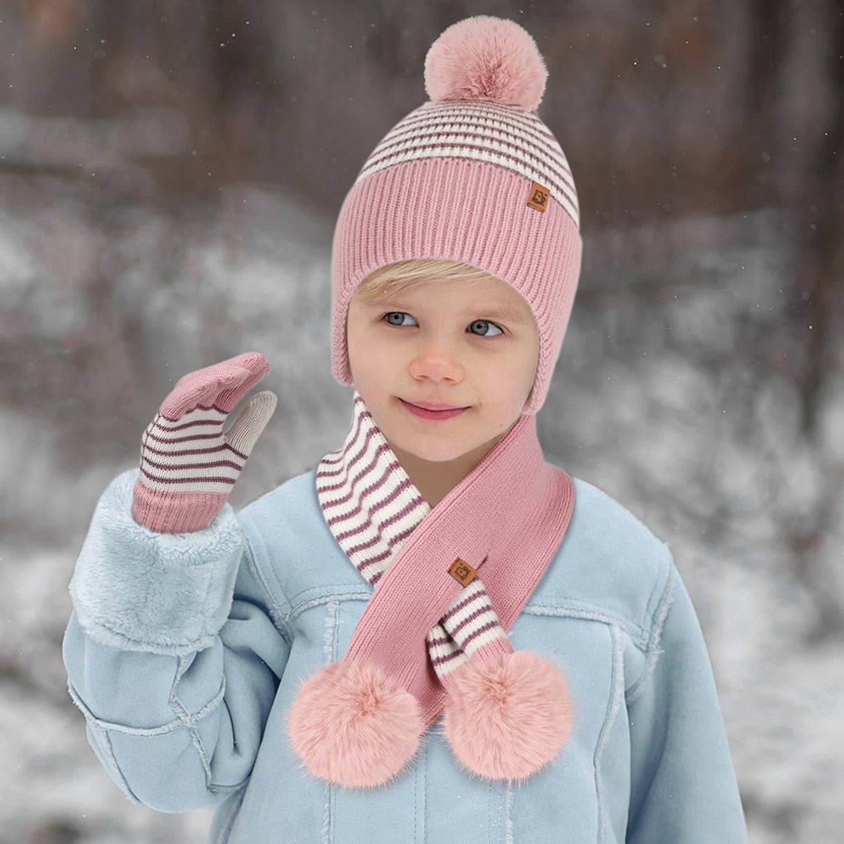CHILDREN'S WINTER WARM KNITTED THREE-PIECE SUIT