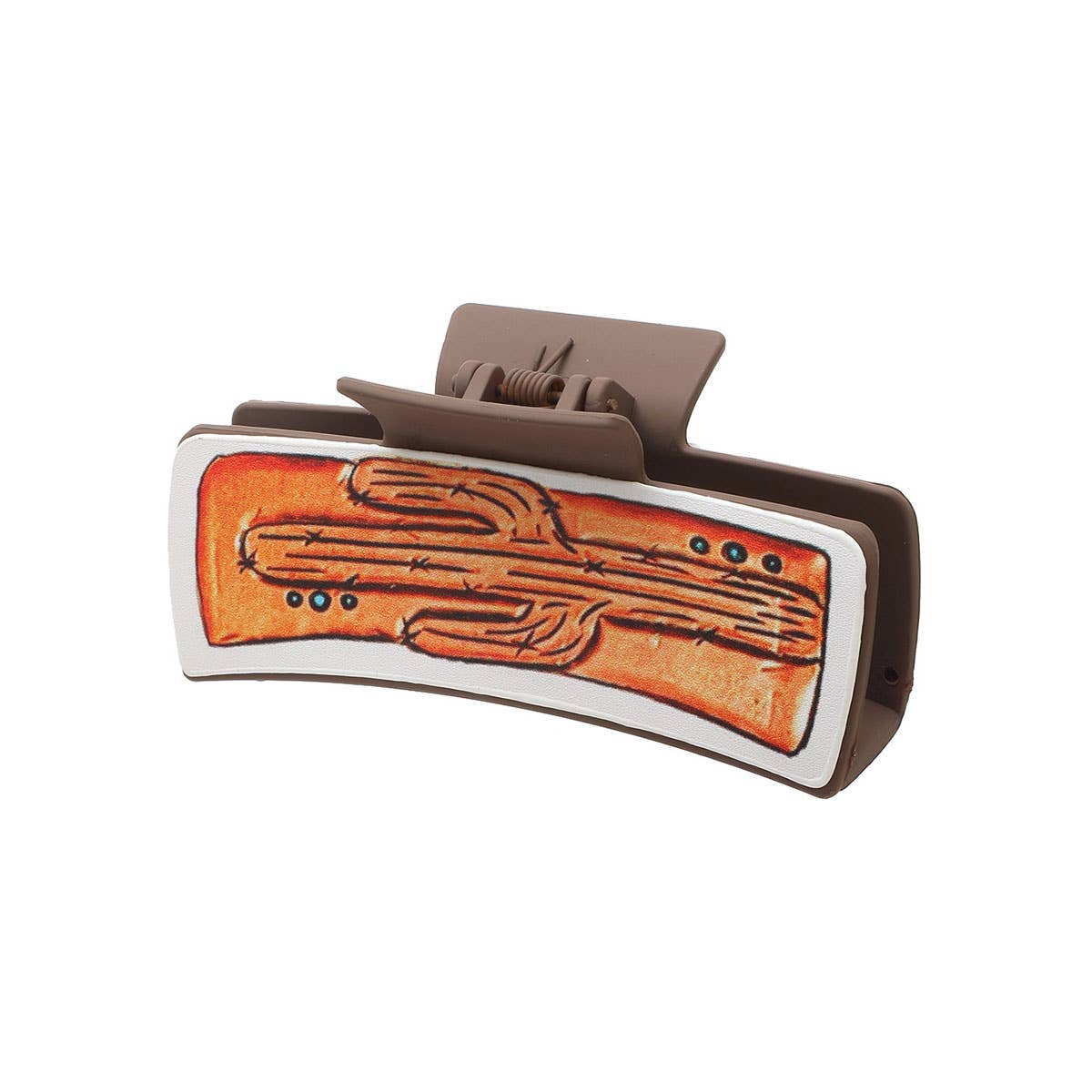 Western Cactus Leather Hair Claw - Shark Clip
