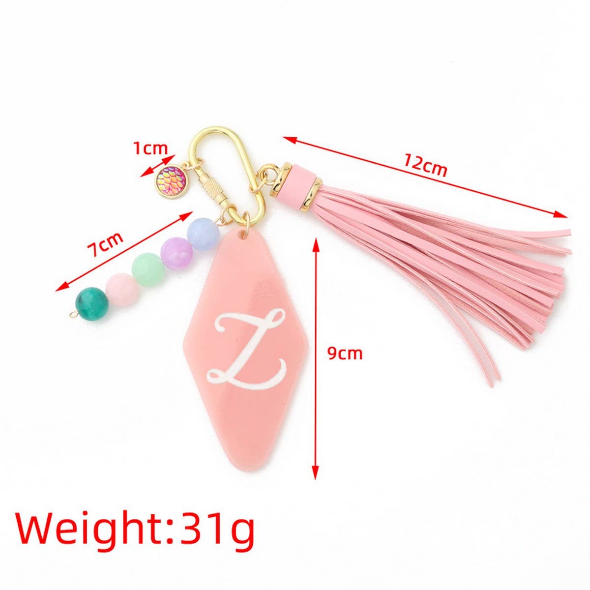 Geometric Acrylic Letter Bag Charm Keychain