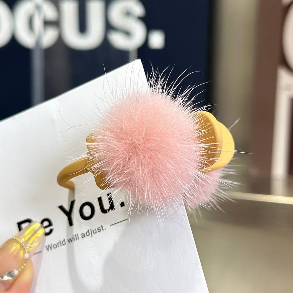Mink Fur Ball Hair Claw - Cute Winter Fluffy Clip
