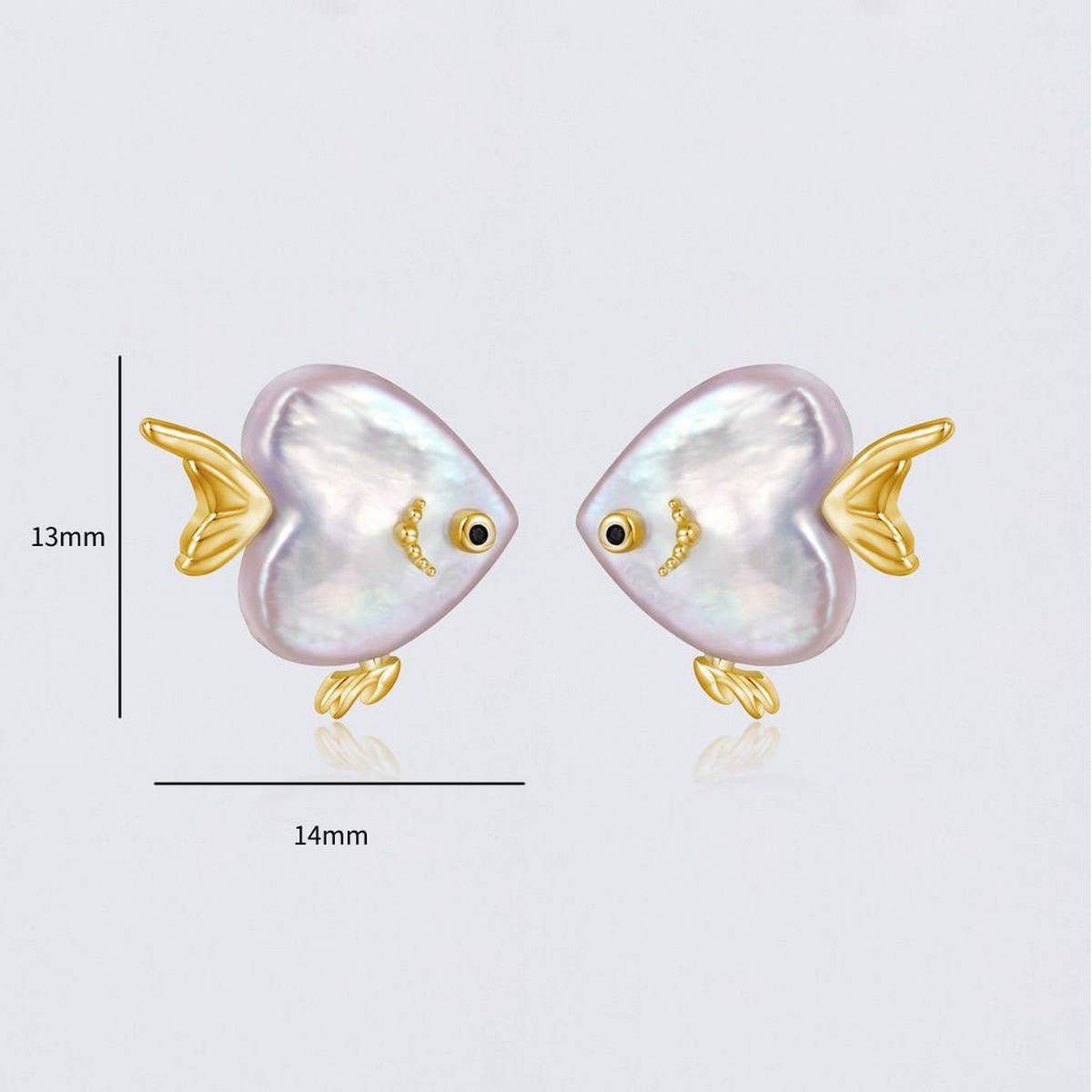 Design Natural Pearl Heart Fish Earrings