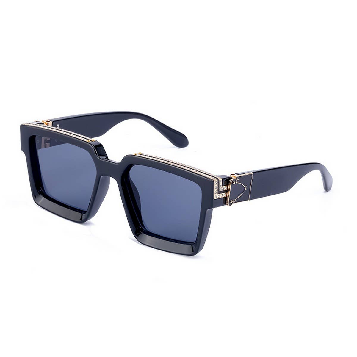 LARGE SQUARE FRAME SUNGLASSES WITH DIAMONDS
