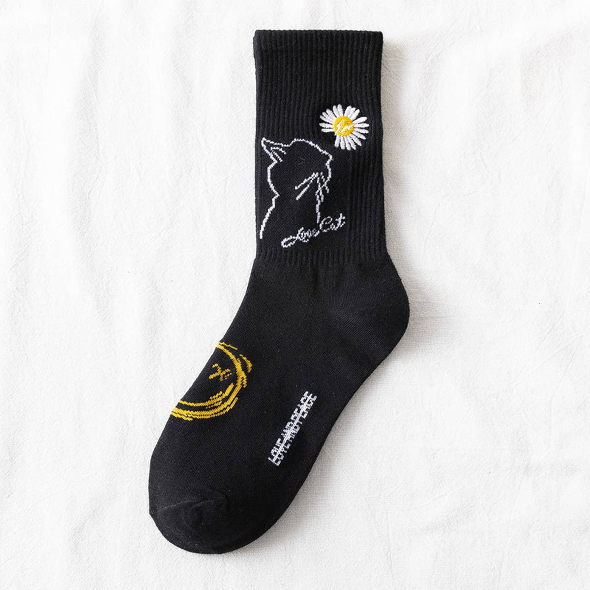 WOMEN BLACK DAISY SOCKS