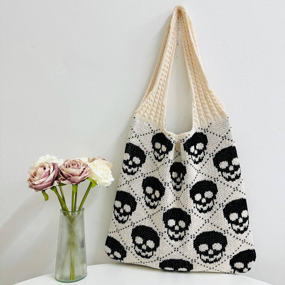 CUAB00333_HALLOWEEN KNIT TOTE BAG WOVEN SHOULDER HANDBAG