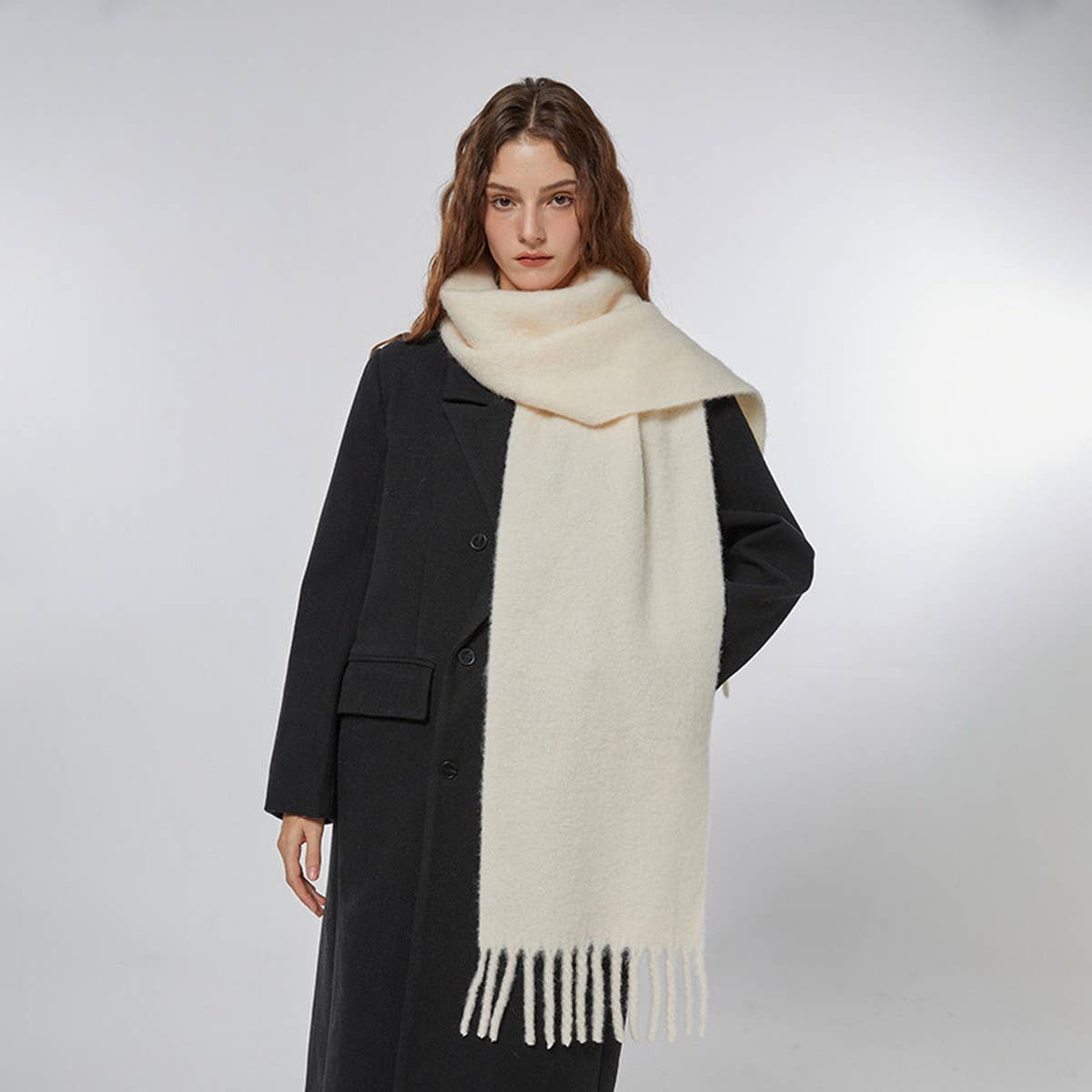 Soft Wool Spun Scarf ??Cozy Winter Neck Warmer_CWASC2317