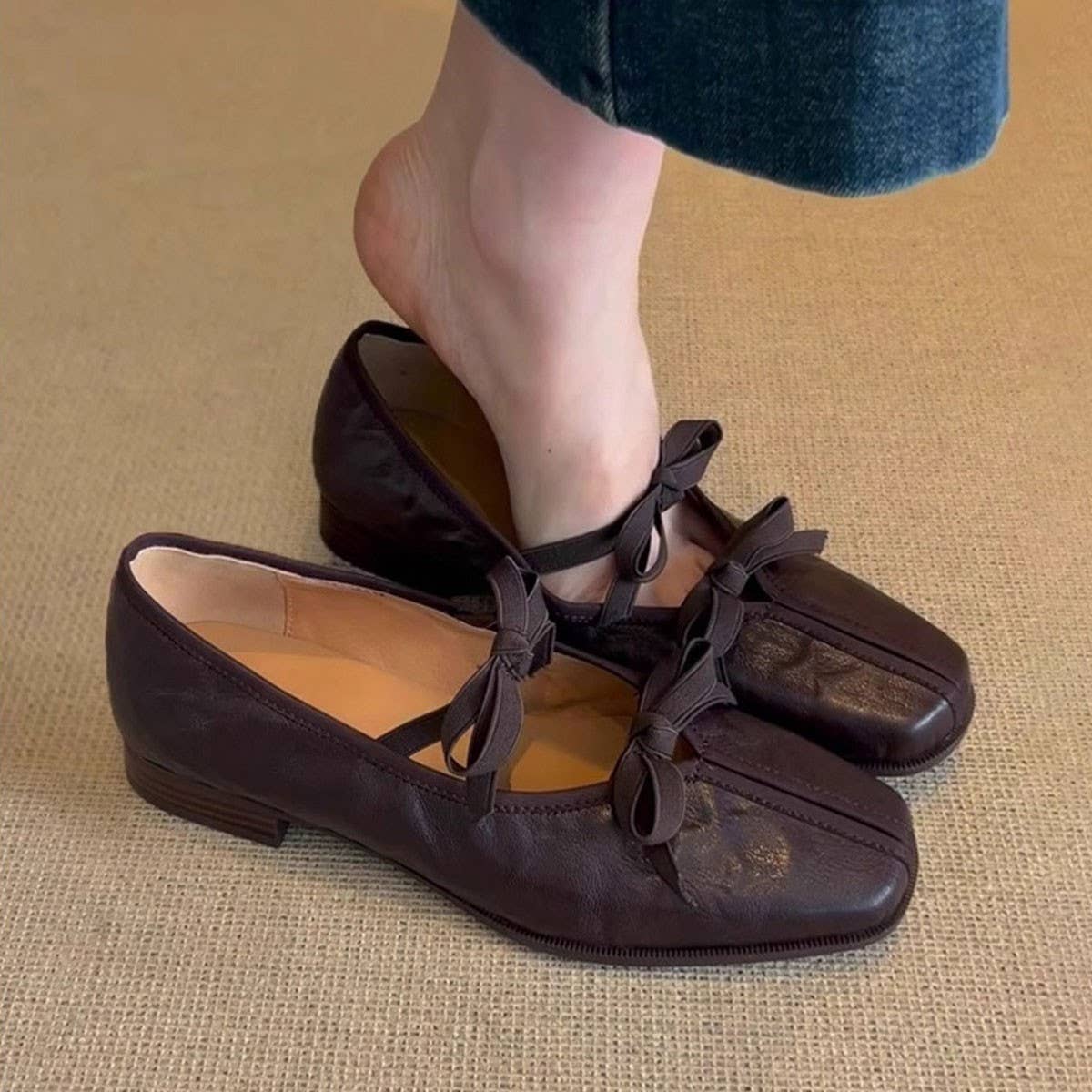 Lambskin Ballet Flats with Bow Detail