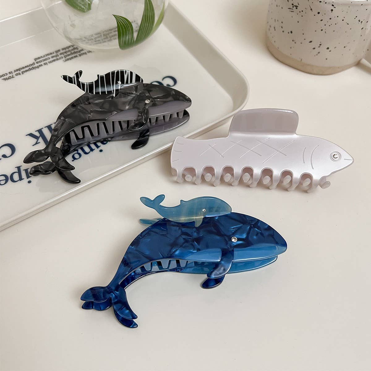 Ocean Animal Acetate Claw Clip ??Shark & Whale_CWAHA5703
