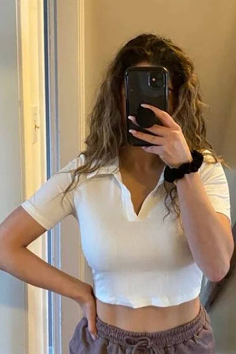 THREADED POLO NECK SHORT SLEEVED FIT BASE SHIRT_CWTSTS0334