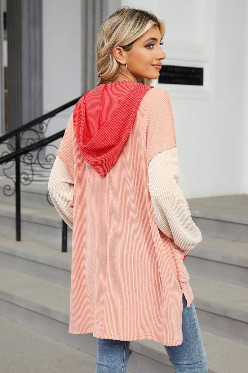 CWOHOL0999_COLOR-MATCHING HOODED POCKET LONG-SLEEVED HOODIE