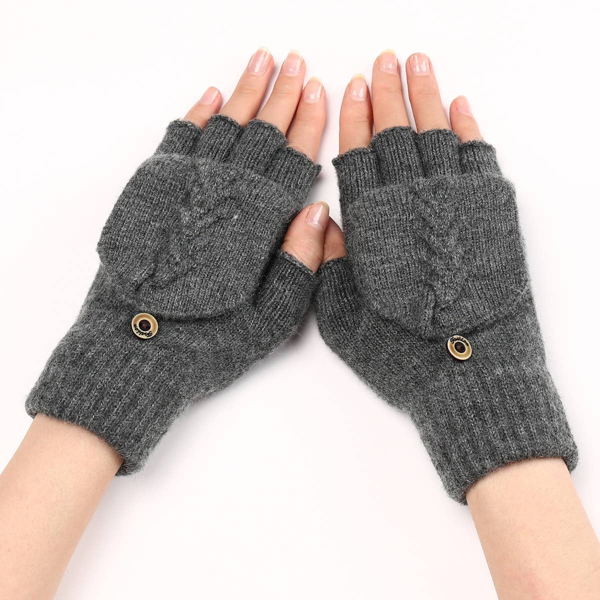 FLAP HALF FINGER WOOL WARM GLOVES_CWAG0098