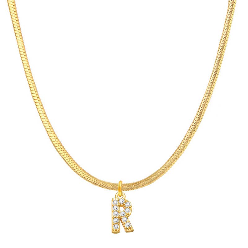 Titanium steel snake bone lock zircon pendant