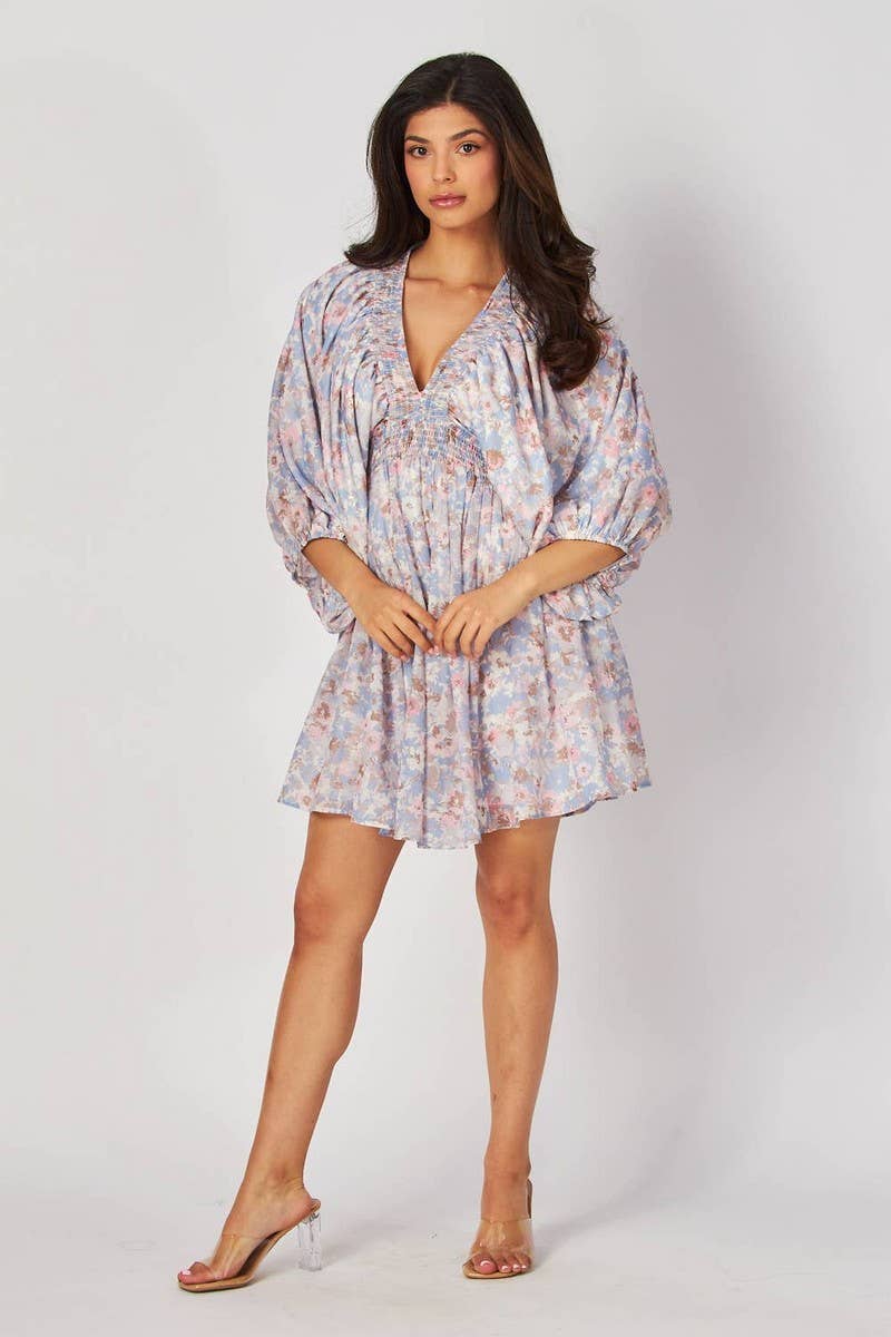 CWDSD8852_SUMMER FLORAL BOHEMIAN SHORT DRESS
