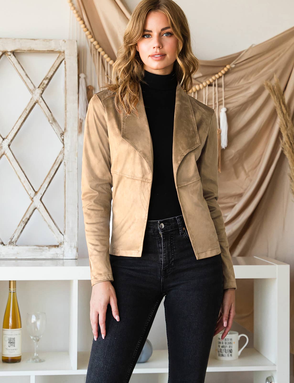 CWOJA707_FAUX SUEDE LEATHER MOTO OVER HIP JACKET