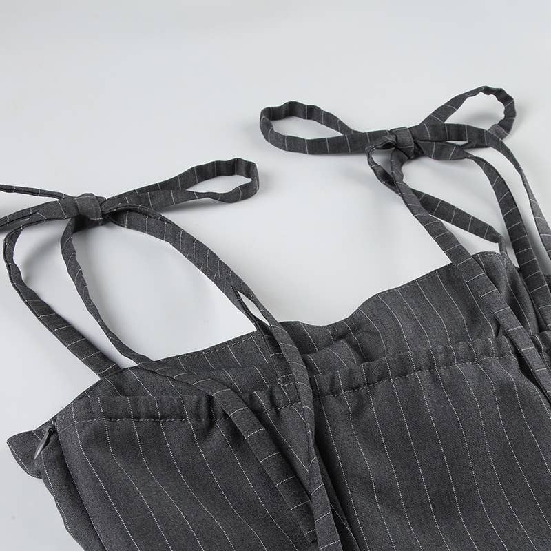 Striped irregular slim-fit suspenders