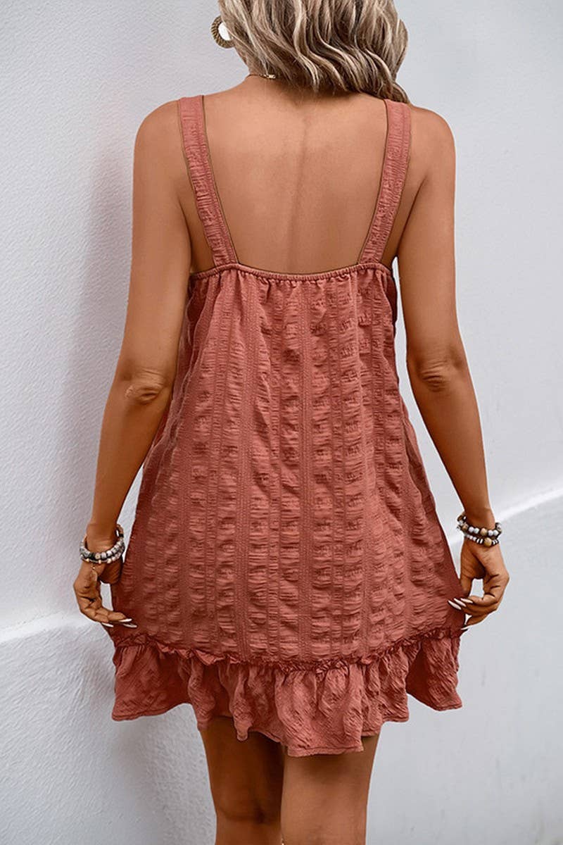 CWDSD6687_STRAPLESS SOLID COLOR TEXTURED PLEATED DRESS