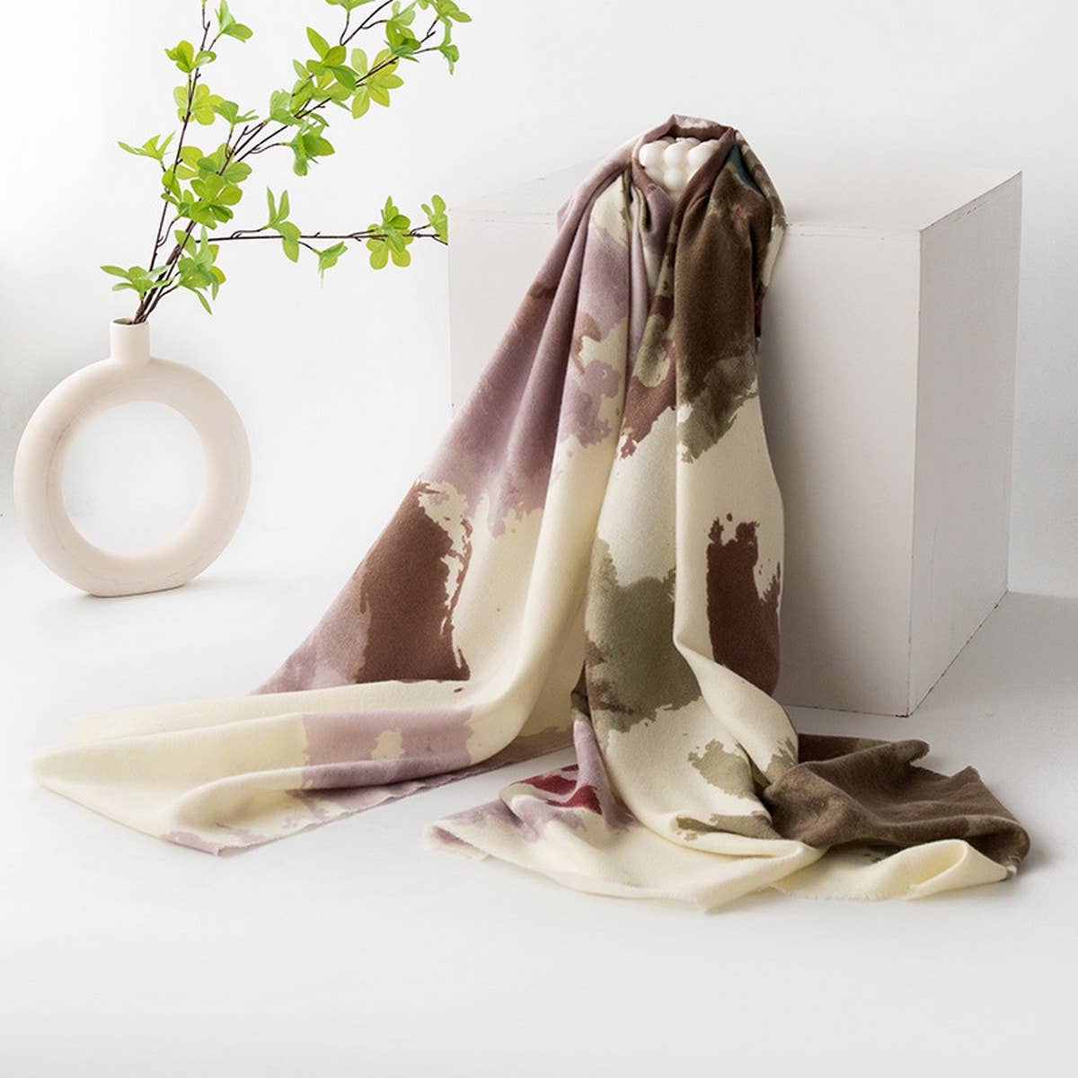 Ombre Scarf - Vintage Tassel Print Wrap for Women_CWASC0937