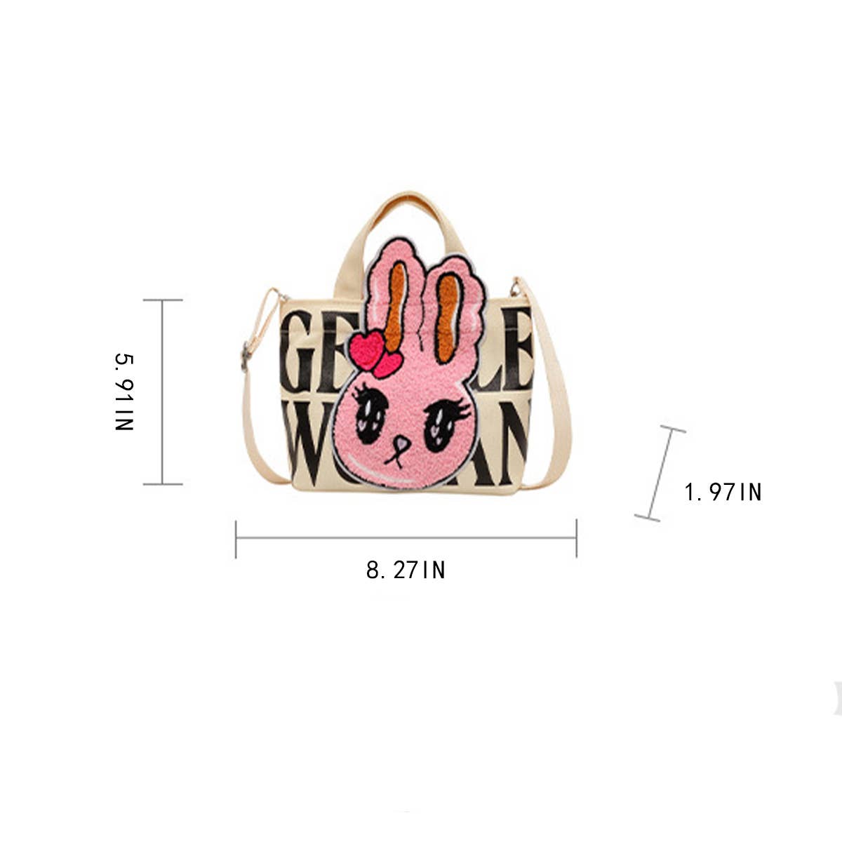 CUTE BUNNY MINI LETTERS PLUSH SHOULDER BAG_CWAB2685