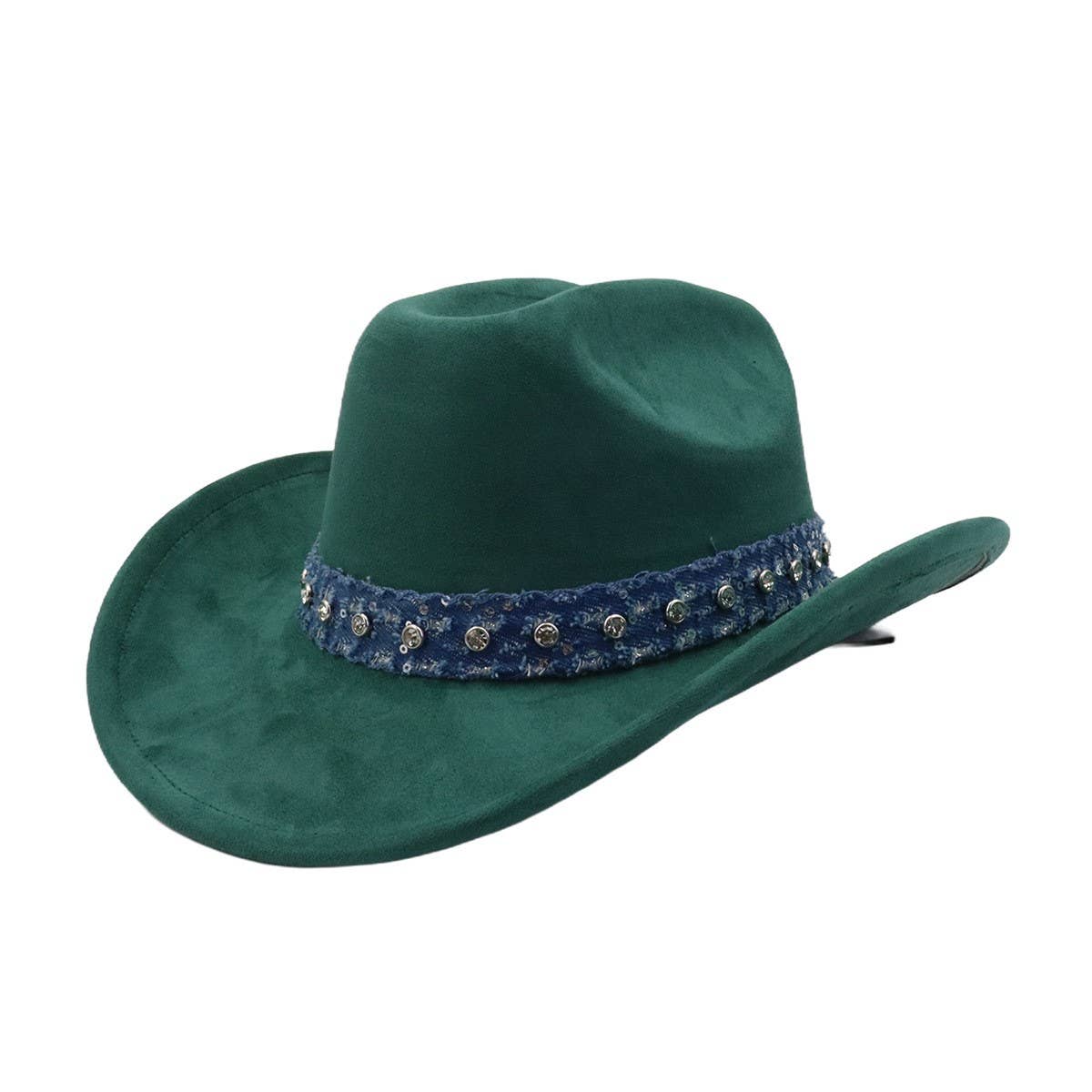 Suede Western Cowboy Fedora Hat Ethnic Style_CWAH04501
