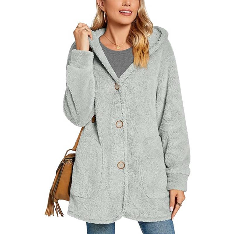 Fleece Button Pocket Cardigan Casual Coat