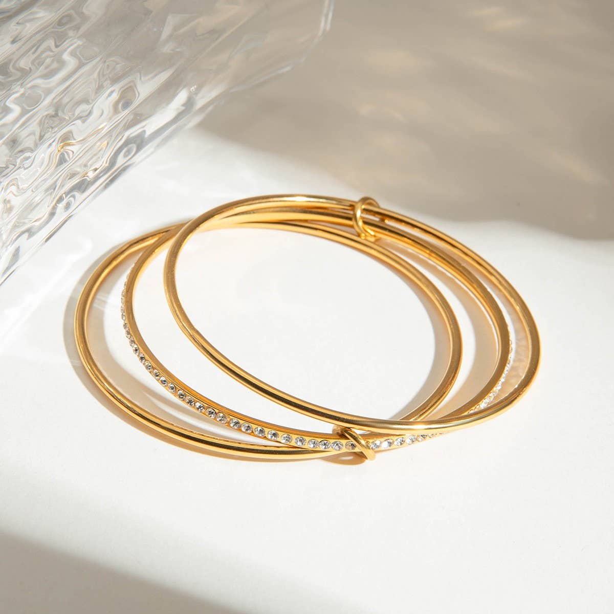 Luxury 18K Gold Multi-Layer Zircon Titanium Cuff