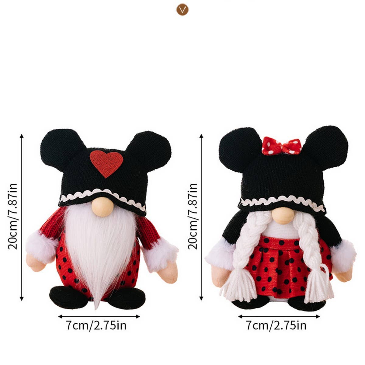 CWMM10272_VALENTINE CARTOON GNOME COUPLE PLUSH WITH HEART