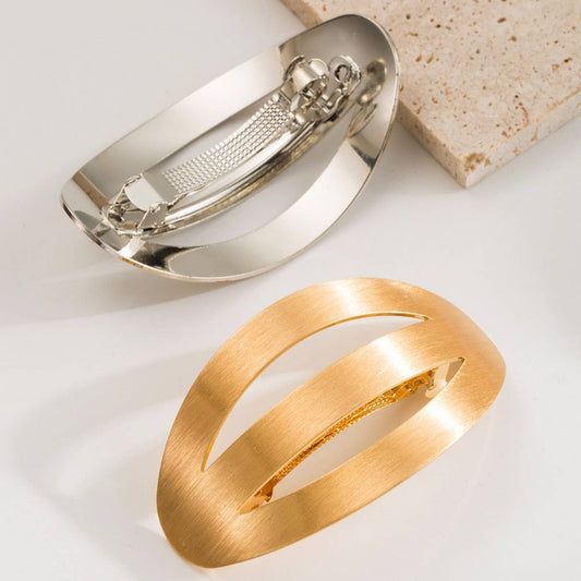 Glossy Geometric Metal Spring Hair Claw Clip