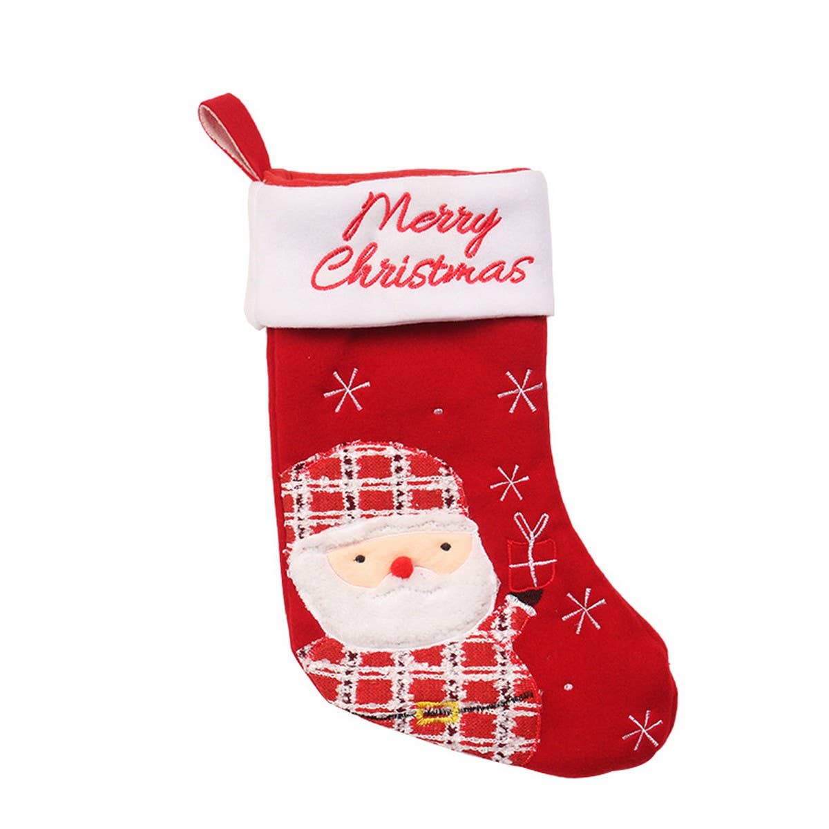 Cartoon Santa & Snowman Christmas Stocking Bag_CWAJE05373