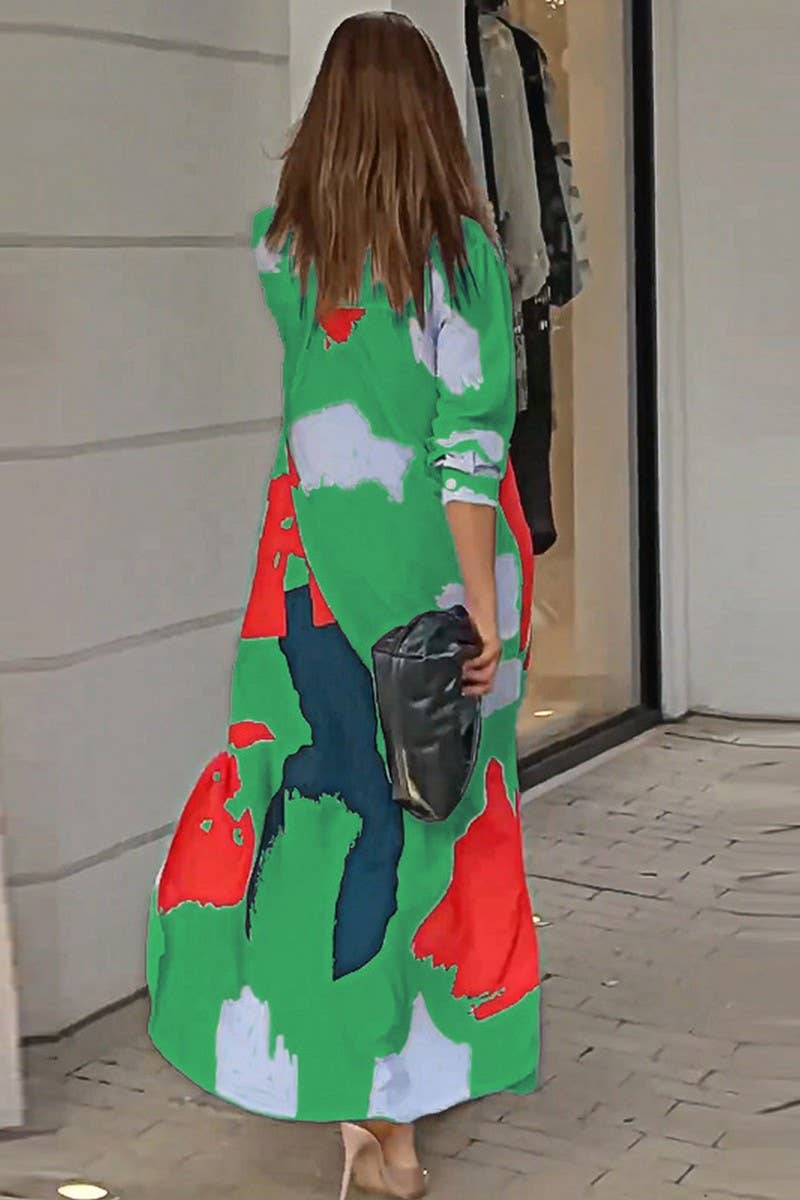 WOMEN COLLARED MARBLE PRINT COZY SHIRTS DRESS_CWDMD0719