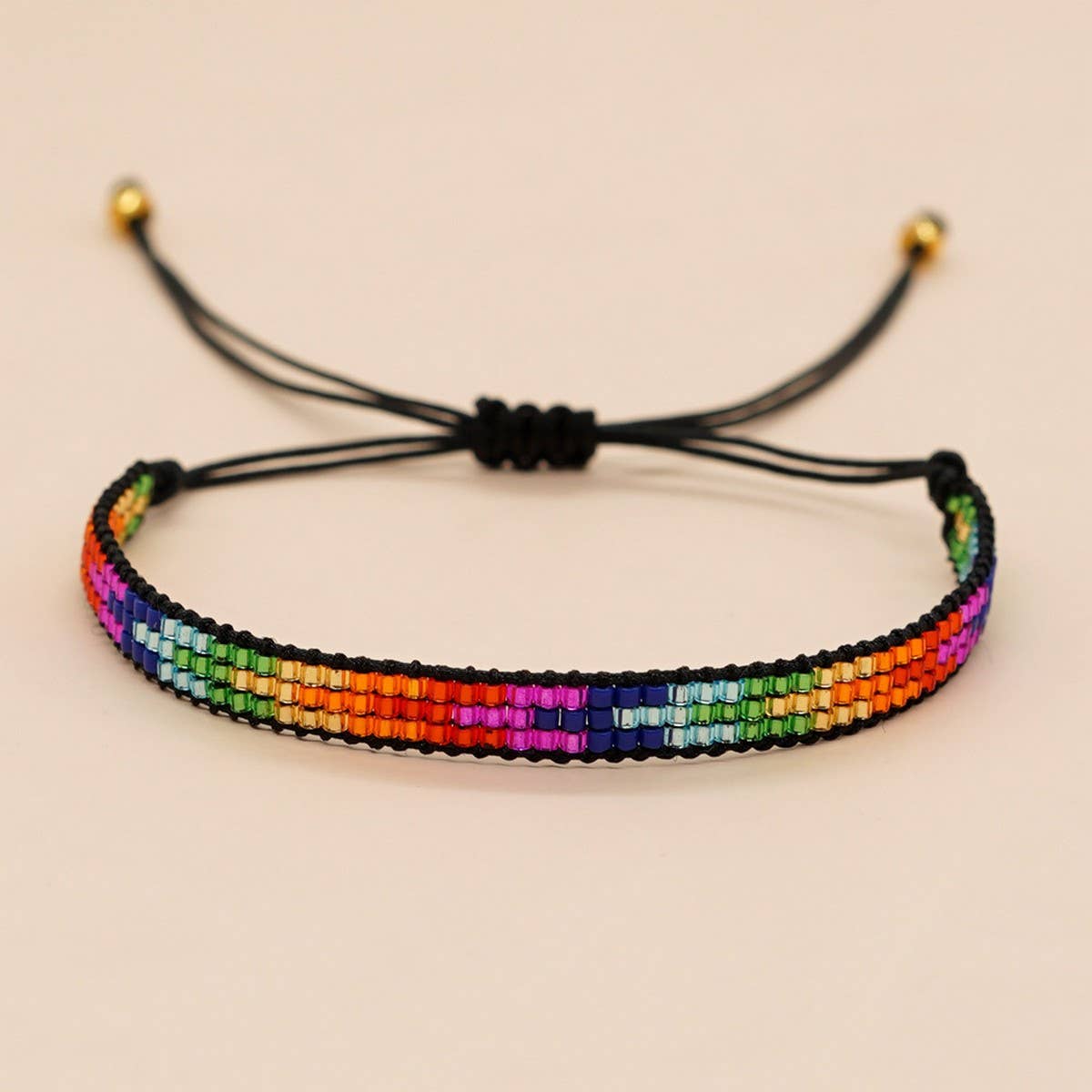 COLORFUL 3-ROW RICE BEAD BRAIDED BRACELET