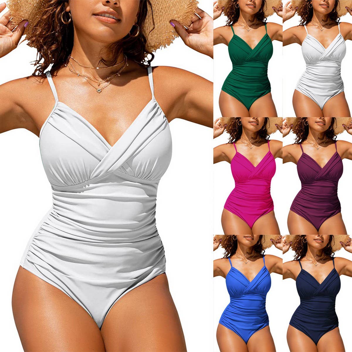 SOLID COLOR JUMPSUIT SEXY BIKINI SWIMSUIT_CWMW0154