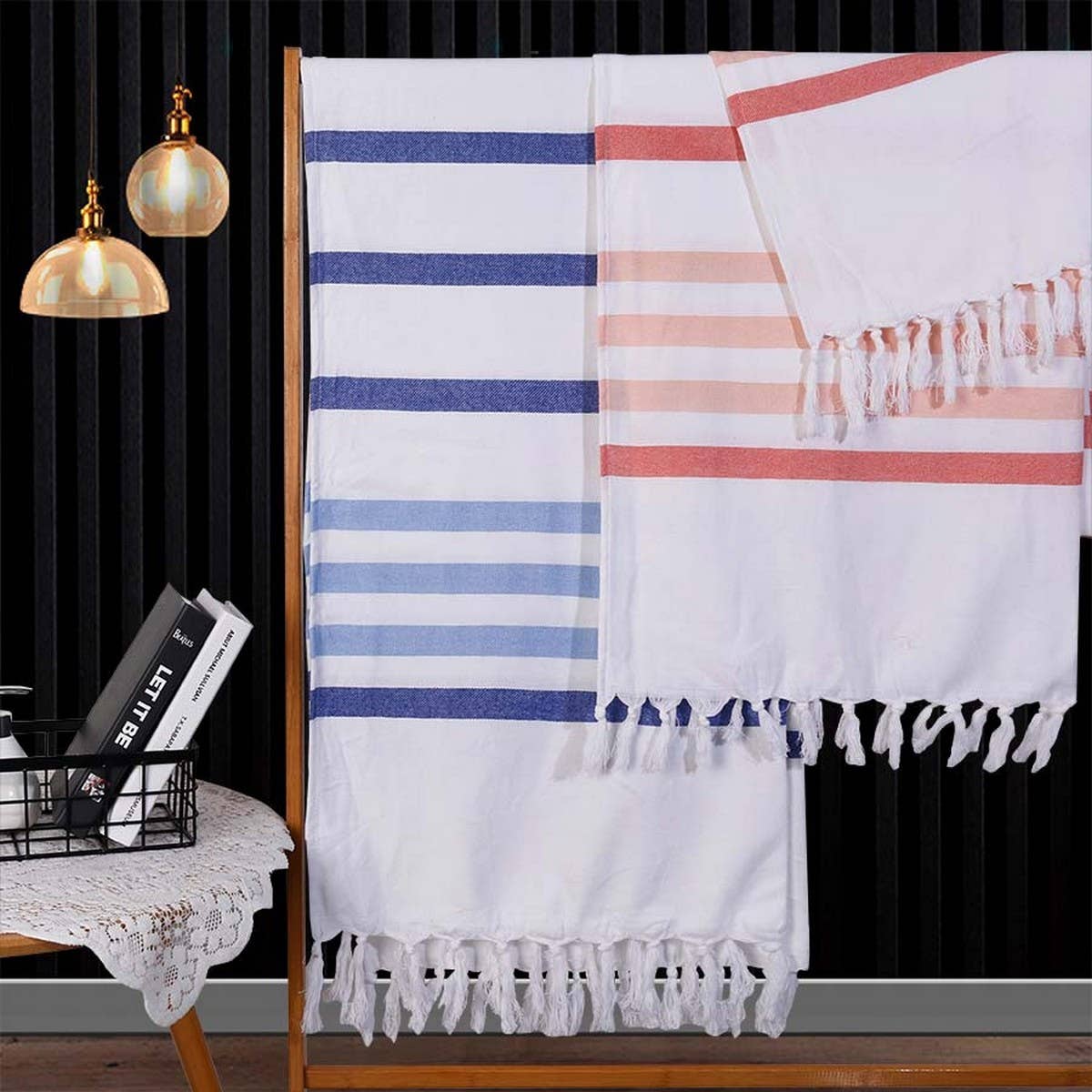 Striped Tassel Towel Shawl Turkish Beach Wrap_CWMM7668